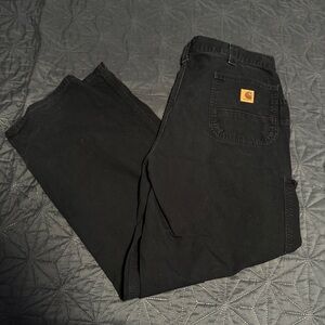 Carhartt Black Work Pants with White Liner and Logo Tag